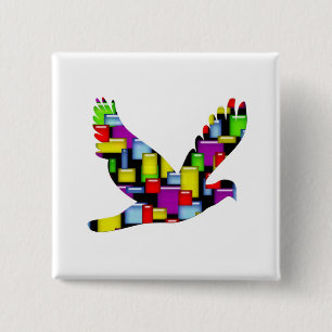 Badge Carré 5 Cm colombe