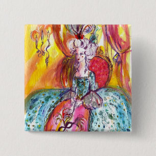 BADGE CARRÉ 5 CM COLOMBINA / MASQUÉRADE VÉNÉTIENNE MASQUÉE MASQUÉE 