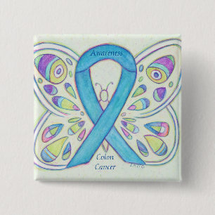Badge Carré 5 Cm Colon Cancer Beurre de sensibilisation Ruban perso