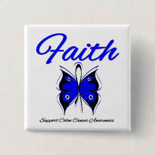 Badge Carré 5 Cm Colon Cancer Faith Ruban Papillon