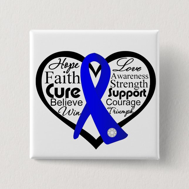 Badge Carré 5 Cm Colon Cancer Heart Ribbon Collage (Devant)