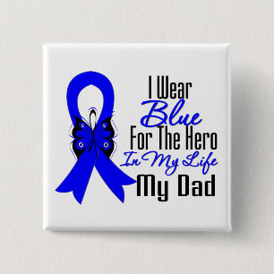 Badge Carré 5 Cm Colon Cancer Ribbon Hero Mon papa