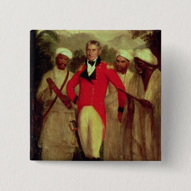 Badge Carré 5 Cm Colonel Colin le Mackenzie et ses sages indiens (Devant)