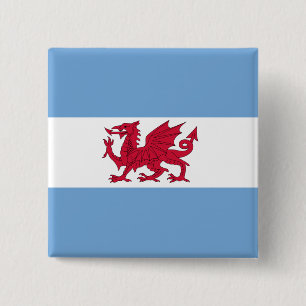 Badge Carré 5 Cm Colonie de Gallois dans le Patagonia, drapeau de