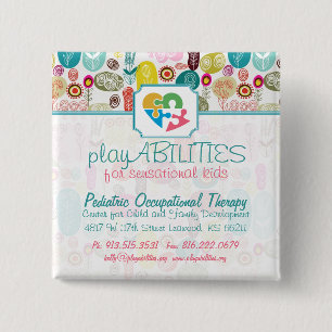 Badge Carré 5 Cm Coloré Simple Main Tirée Fleurs Rétro Motif 4