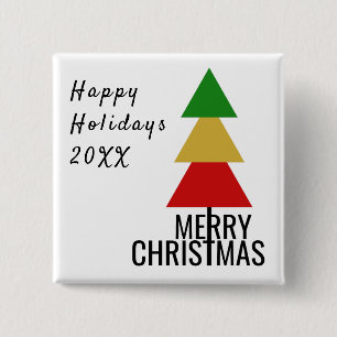 BADGE CARRÉ 5 CM COLORÉ TENDANCE XMAS TREE MERRY NOËL PERSONNALISÉ