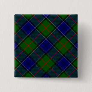 Badge Carré 5 Cm Colquhoun tartan bleu vert plaid