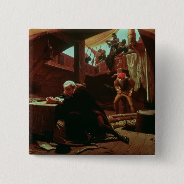 Badge Carré 5 Cm Columbus dans les chaînes, 1863 (Devant)