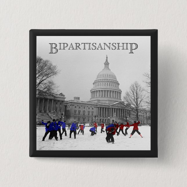 Badge Carré 5 Cm Combat de snowball bipartisan (Devant)
