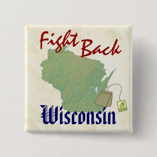 Badge Carré 5 Cm Combattez de retour le Wisconsin avec le nouveau