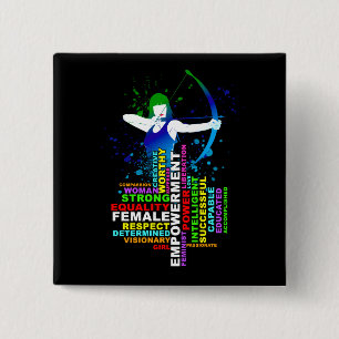 Badge Carré 5 Cm Combo Femme Archer et Forte Femmes Word Cloud