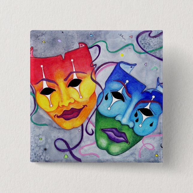 Badge Carré 5 Cm Comédie et tragédie (Devant)