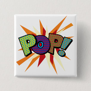 Badge Carré 5 Cm Comic Book Pop Art POP