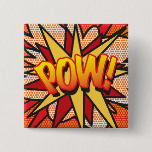 Badge Carré 5 Cm Comic Book Pop Art POW !