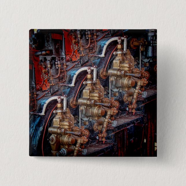 Badge Carré 5 Cm Commandes d'un insigne moteur de locomotive à vape (Devant)
