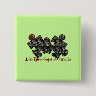 Badge Carré 5 Cm Comme deux pièces d'un puzzle