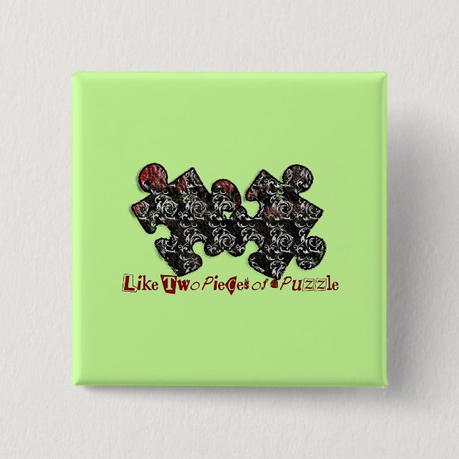 Badge Carré 5 Cm Comme deux pièces d'un puzzle (Devant)