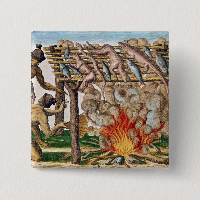 Badge Carré 5 Cm Comment griller des animaux, 'de Narratio brevis (Devant)