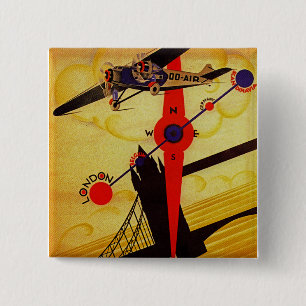 Badge Carré 5 Cm Compas Art déco Sabena