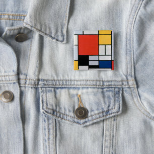 Badge Carré 5 Cm Composition Abstraite Vintage par Piet Mondrian
