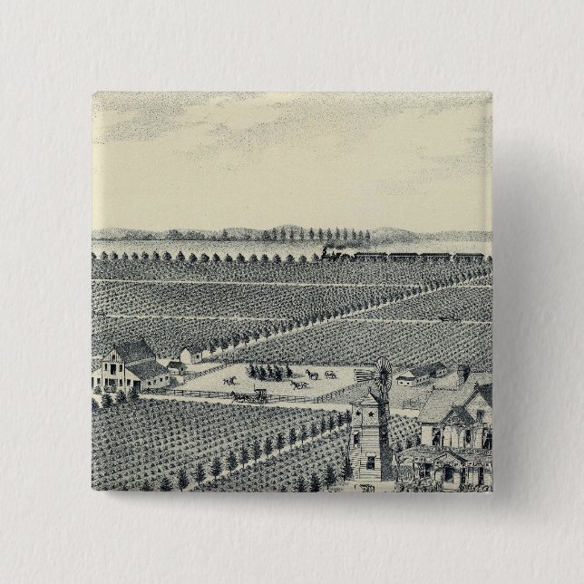 Badge Carré 5 Cm Comté de Caledonia Vineyard, Fresno (Devant)