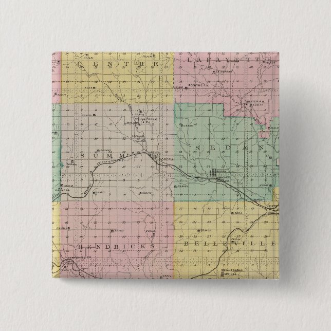 Badge Carré 5 Cm Comté de Chautauqua, Kansas (Devant)