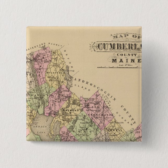 Badge Carré 5 Cm Comté de Cumberland, Maine (Devant)
