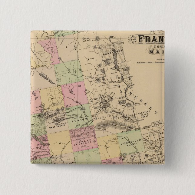 Badge Carré 5 Cm Comté de Franklin dans le Maine (Devant)