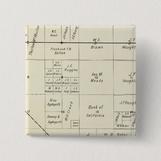 Badge Carré 5 Cm Comté de Fresno, Californie (Devant)