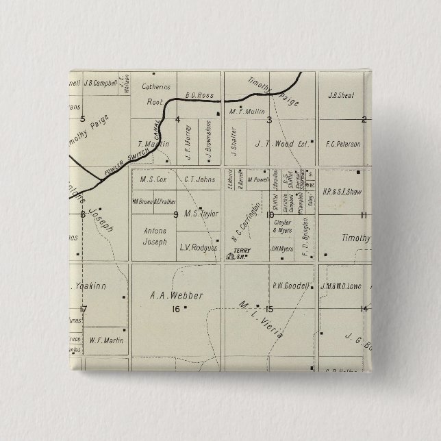 Badge Carré 5 Cm Comté de Fresno, Californie 12 (Devant)