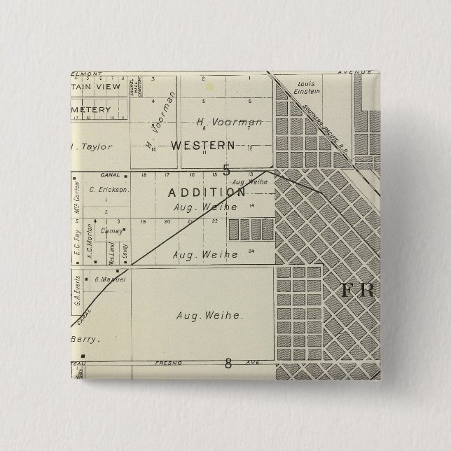 Badge Carré 5 Cm Comté de Fresno, Californie 7 (Devant)