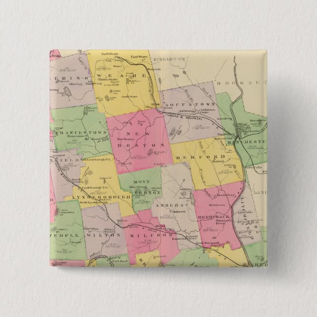 Badge Carré 5 Cm Comté de Hillsborough (Devant)