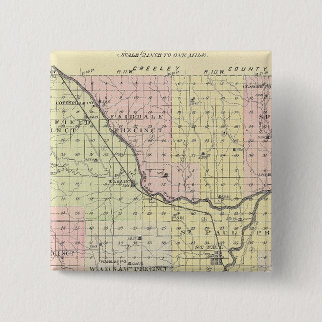 Badge Carré 5 Cm Comté de Howard, Nebraska (Devant)