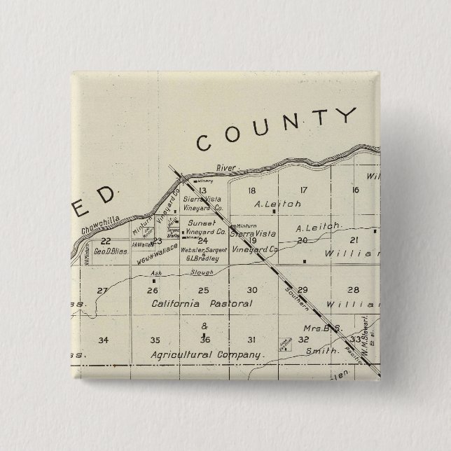 Badge Carré 5 Cm Comté de Madera, Californie 2 (Devant)