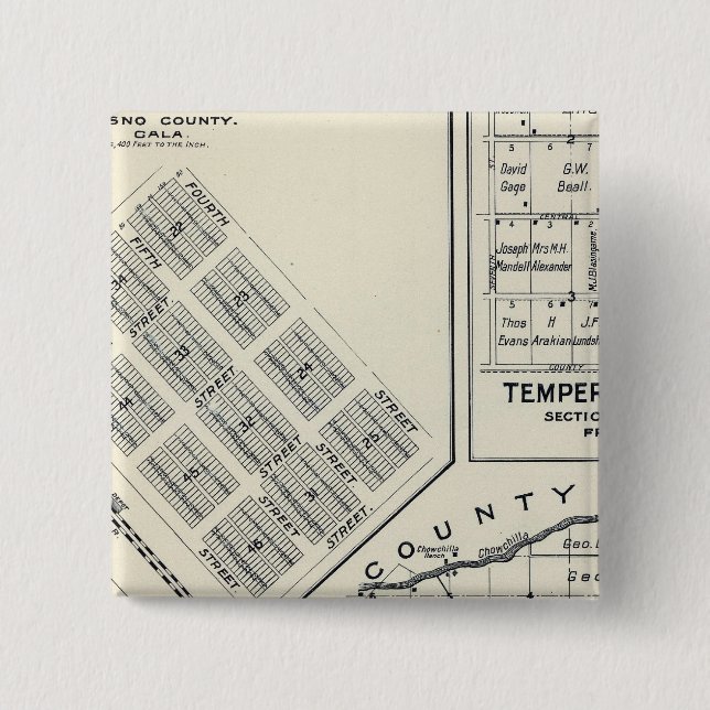 Badge Carré 5 Cm Comté de Madera, Californie 3 (Devant)