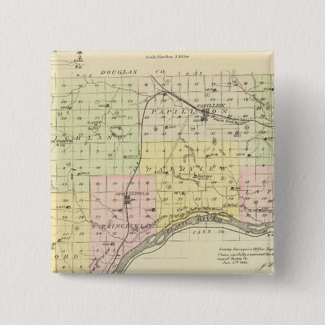 Badge Carré 5 Cm Comté de Sarpy, Nebraska (Devant)