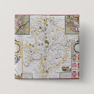 Badge Carré 5 Cm Comté de Warwick, de Shire ville de