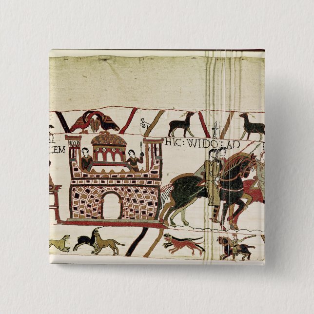 Badge Carré 5 Cm Comte Harold de tapisserie de Bayeux au duc de la (Devant)