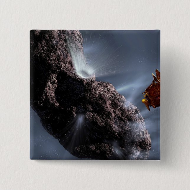 Badge Carré 5 Cm Concept artistique de Deep Impact's Encounter (Devant)