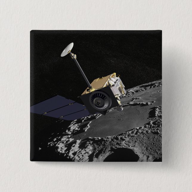 Badge Carré 5 Cm Concept artistique de l'Orbi lunaire de reconnaiss (Devant)