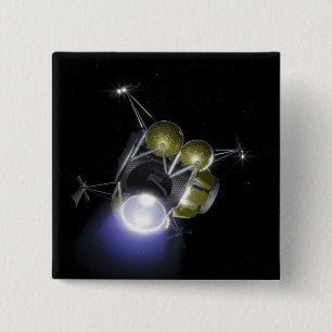 Badge Carré 5 Cm Concept de décollage d'un équipage