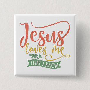 Badge Carré 5 Cm Conception Chrétienne Jésus M'Aime. C'est ce que