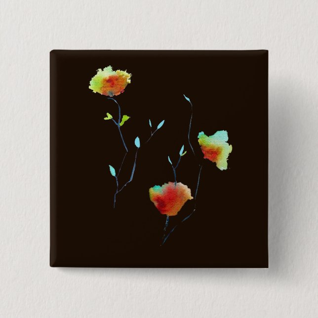 Badge Carré 5 Cm Conception d'art floral abstrait simple moderne (Devant)