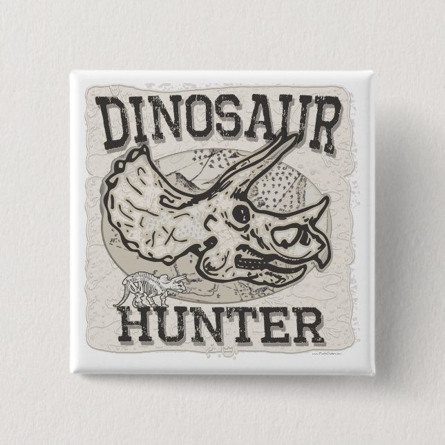 Badge Carré 5 Cm Conception de chasseur de dinosaure des studios de (Devant)