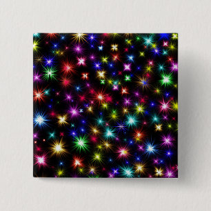 Badge Carré 5 Cm Conception de feux d'artifice Étoiles Colorées