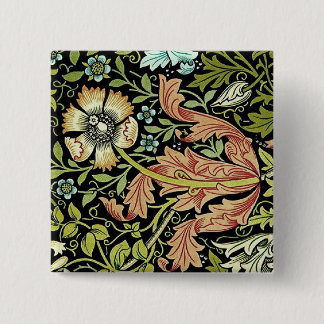 Badge Carré 5 Cm Conception de fleur de William Morris