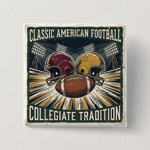 Badge Carré 5 Cm Conception de football américain classique vintage