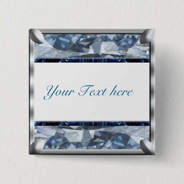 Badge Carré 5 Cm Conception de gemme bleue (Devant)