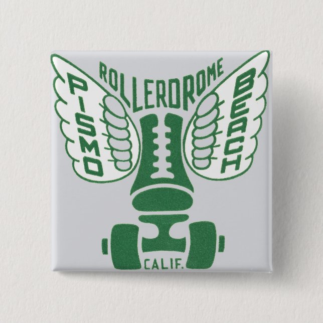 Badge Carré 5 Cm Conception de la Californie Rollerskate de plage (Devant)
