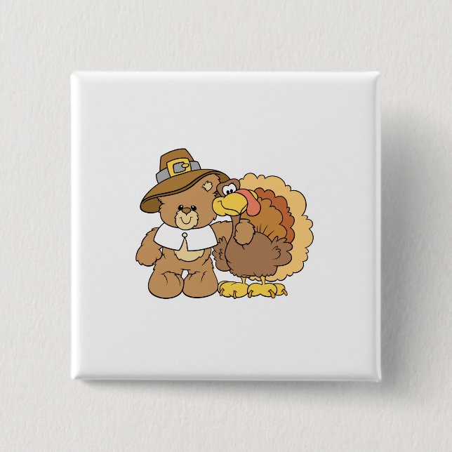 Badge Carré 5 Cm conception de l'ours en peluche (Devant)